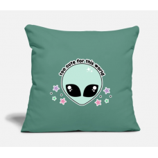 Kawaii Alien Too Cute For This World Cypress Green Pillow